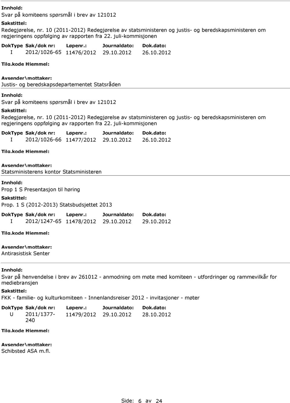 høring 2012/1247-65 11478/2012 Antirasistisk Senter Svar på henvendelse i brev av 261012 - anmodning om møte med komiteen - utfordringer og rammevilkår for mediebransjen FKK - familie- og