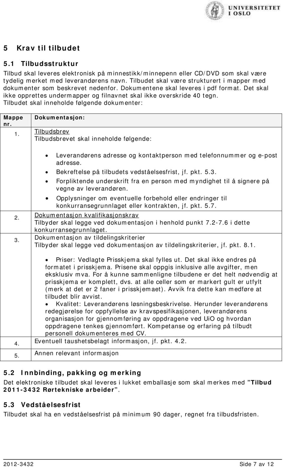 Tilbudet skal inneholde følgende dokumenter: Mappe nr. 1. Dokumentasjon: Tilbudsbrev Tilbudsbrevet skal inneholde følgende: Leverandørens adresse og kontaktperson med telefonnummer og e-post adresse.