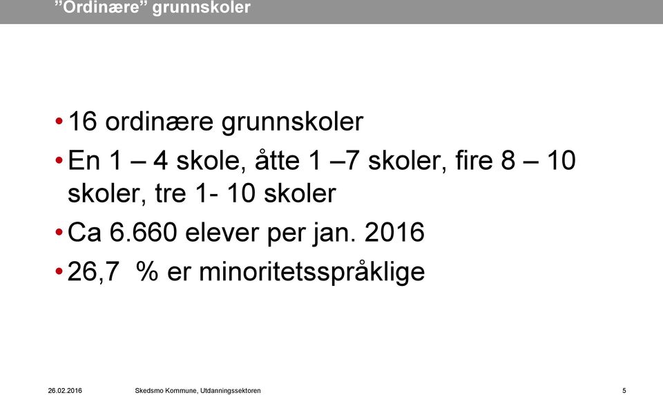 skoler Ca 6.660 elever per jan.