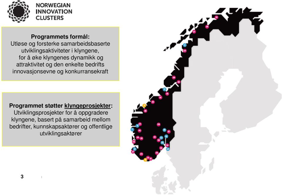 Programmet støtter klyngeprosjekter: Utviklingsprosjekter for å oppgradere klyngene, basert på