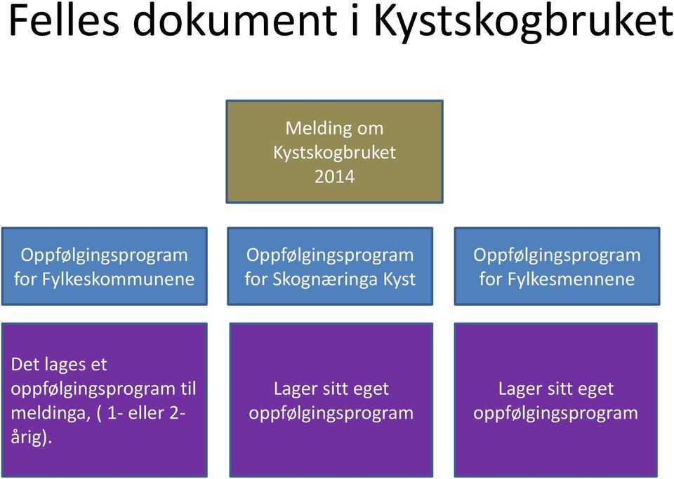 Oppfølgingsprogram for Fylkesmennene Det lages et oppfølgingsprogram til