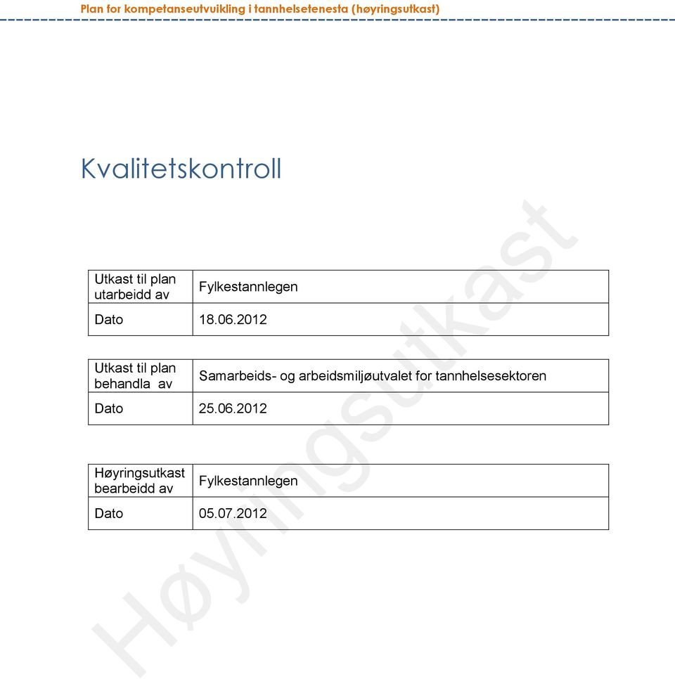 2012 Utkast til plan behandla av Samarbeids- og arbeidsmiljøutvalet for