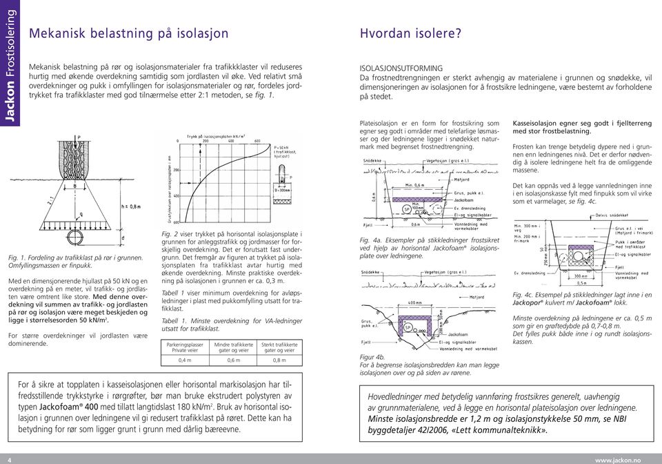 ISOLASJONSUTFORMING Da frostnedtrengningen er sterkt avhengig av materialene i grunnen og snødekke, vil dimen sjon eringen av isolasjonen for å frostsikre ledningene, være bestemt av forholdene på