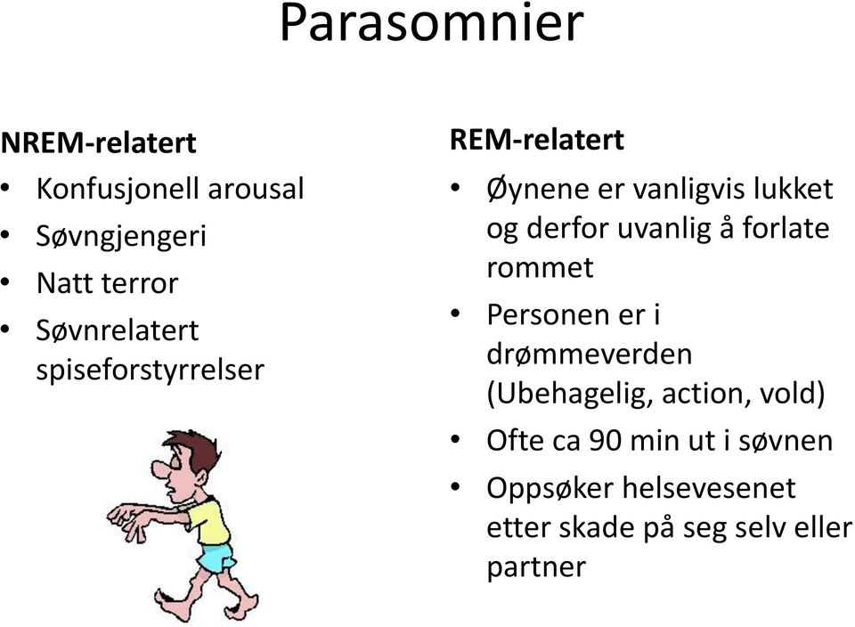 derfor uvanlig å forlate rommet Personen er i drømmeverden (Ubehagelig, action,