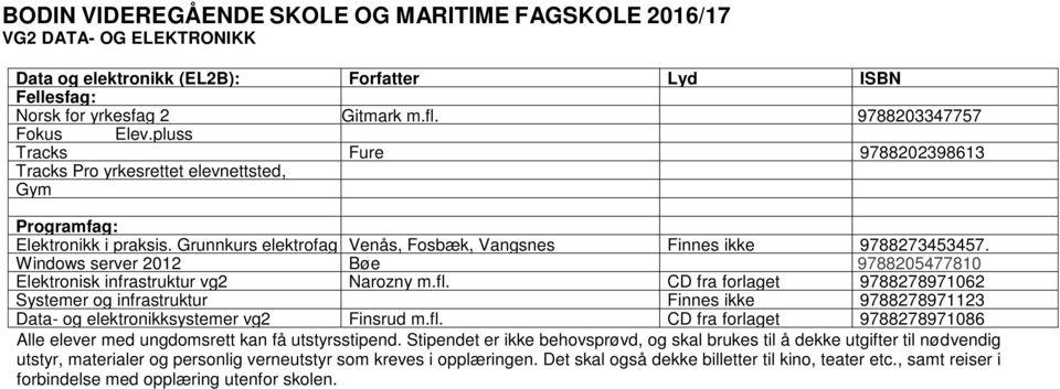 Grunnkurs elektrofag Venås, Fosbæk, Vangsnes Finnes ikke 9788273453457.