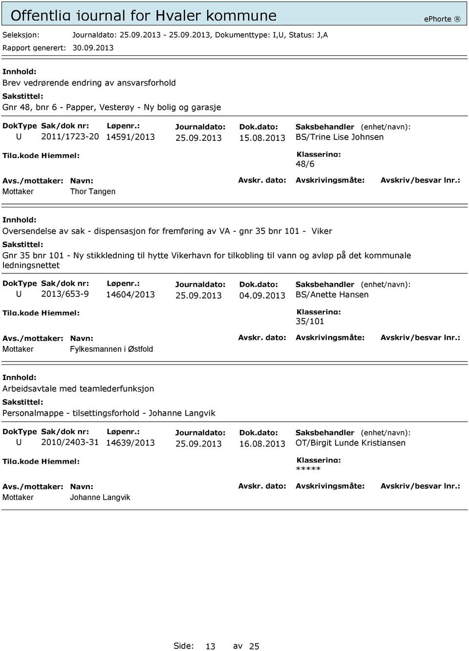 for tilkobling til vann og avløp på det kommunale ledningsnettet 2013/653-9 14604/2013 04.09.