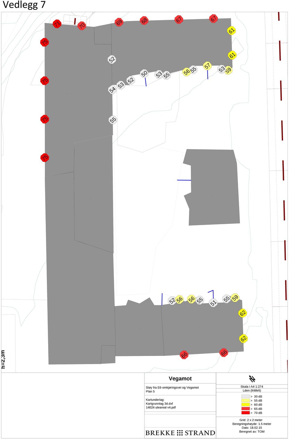 pdf Skala i A4 1:274 Lden (frittfelt) > 30 db > db > 60 db > 65 db > 70