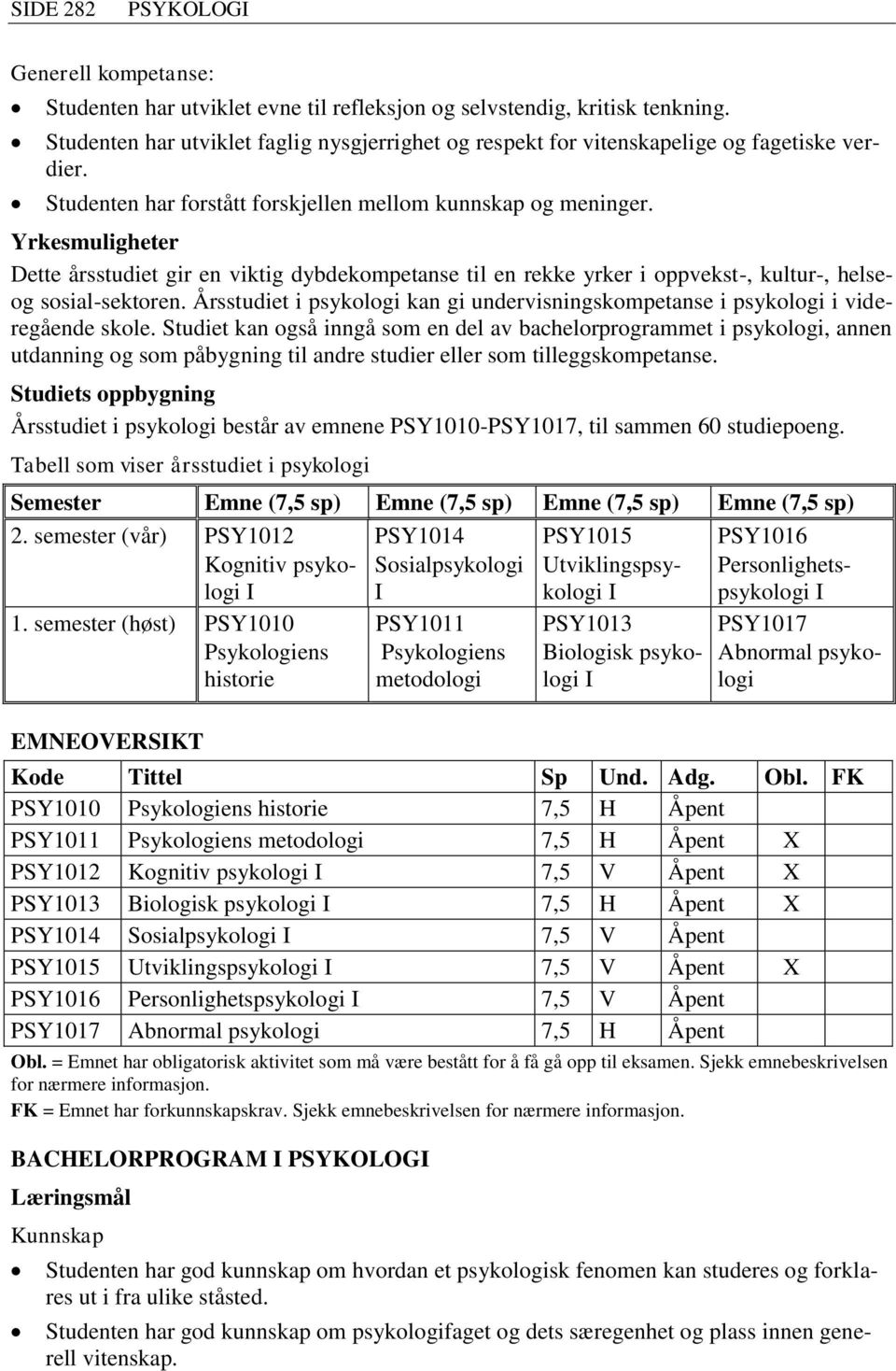 Årsstudiet i psykologi kan gi undervisningskompetanse i psykologi i videregående skole.