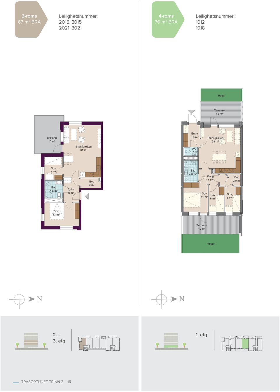 8 m² Stue/kjøkken 28 m² Stue/kjøkken 31 m² WC 1.7 m² 7 m² Bad 4.