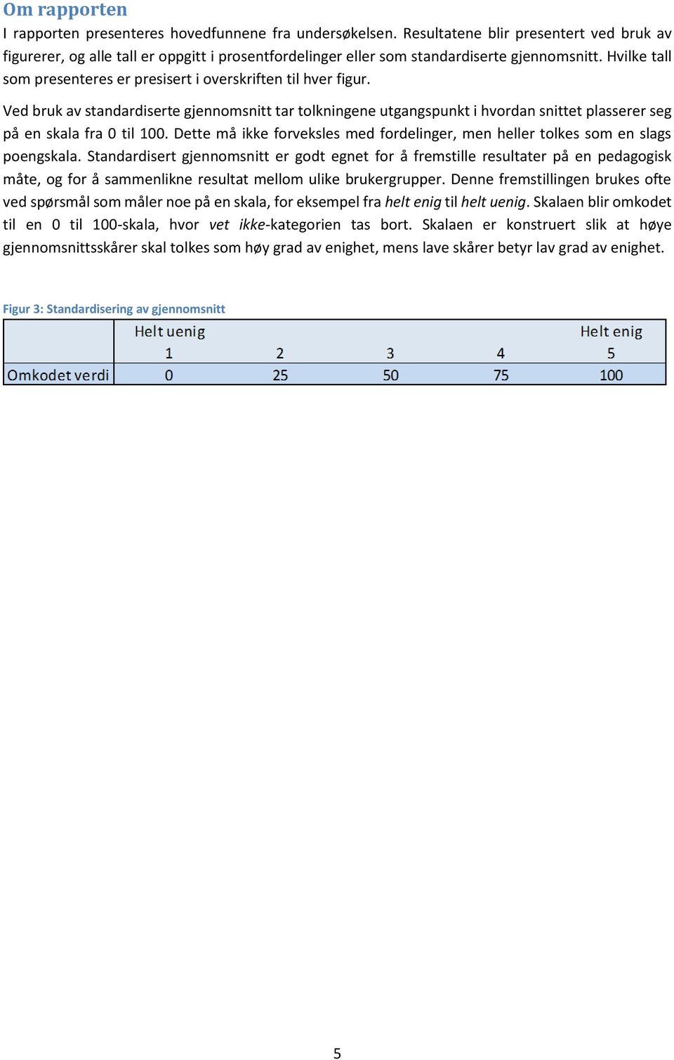 Hvilke tall som presenteres er presisert i overskriften til hver figur. Ved bruk av standardiserte gjennomsnitt tar tolkningene utgangspunkt i hvordan snittet plasserer seg på en skala fra 0 til 100.