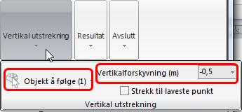 6. Under Vertikal utstrekning pek på knappen Objekt å følge. Pek på knappen Oppgaver og marker Eksist. Terreng SOSI slik som vist nedenfor: Trykk på Lukk knappen i Dynamisk Utvalg dialogen. 7.