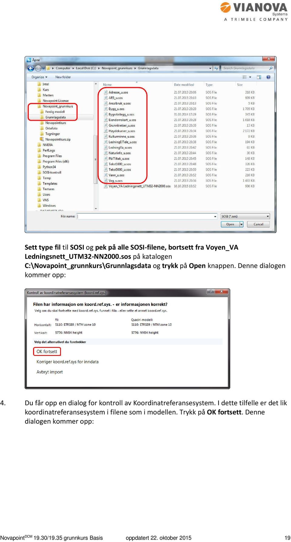 Du får opp en dialog for kontroll av Koordinatreferansesystem.