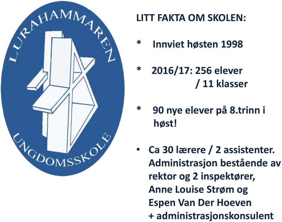 Ca 30 lærere / 2 assistenter.