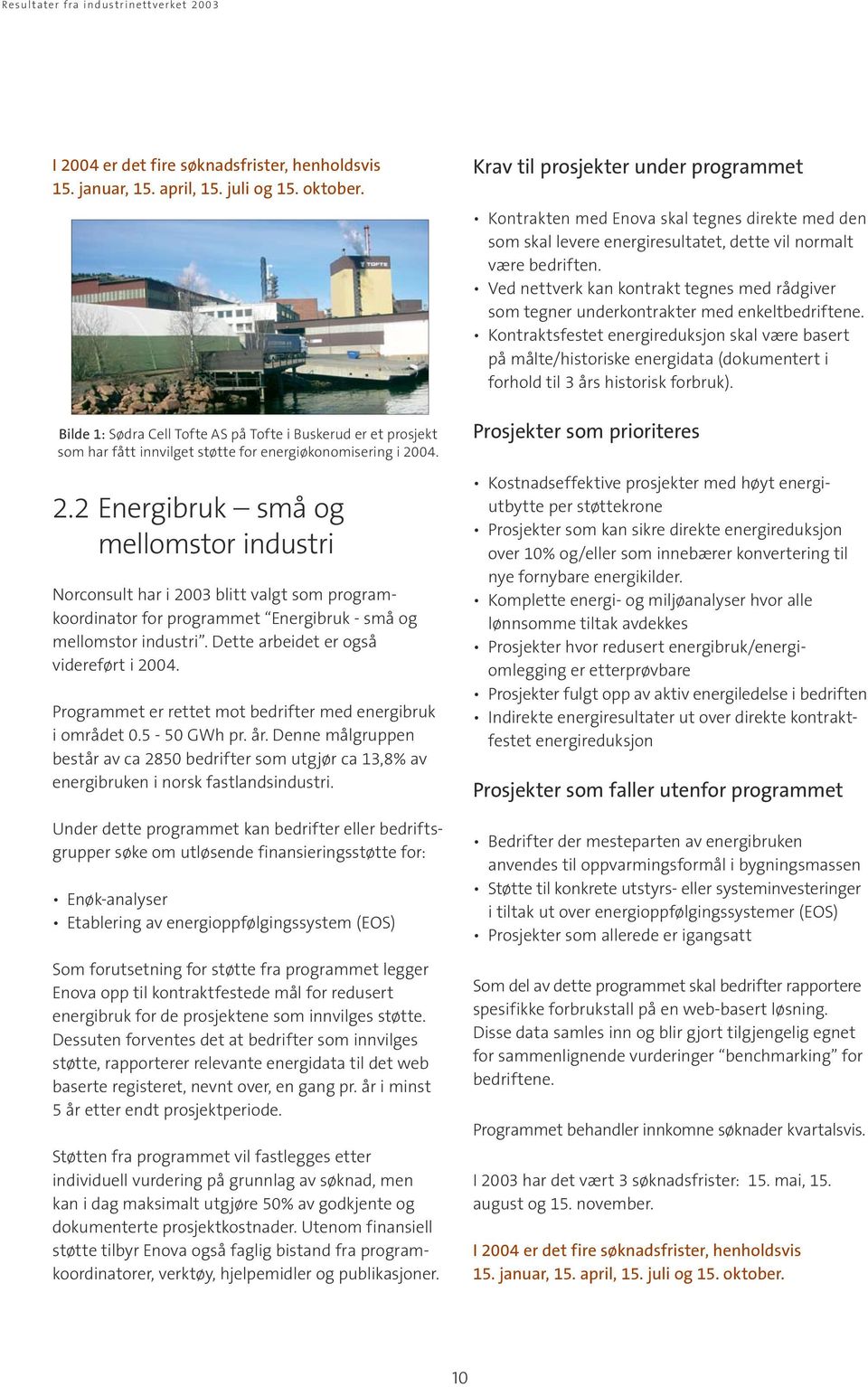 04. 2.2 Energibruk små og mellomstor industri Norconsult har i 2003 blitt valgt som programkoordinator for programmet Energibruk - små og mellomstor industri. Dette arbeidet er også videreført i 2004.