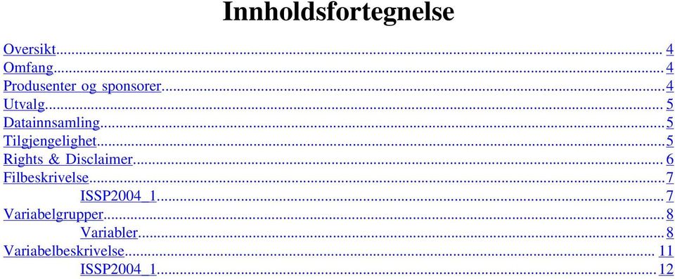 ..5 Tilgjengelighet...5 Rights & Disclaimer... 6 Filbeskrivelse.