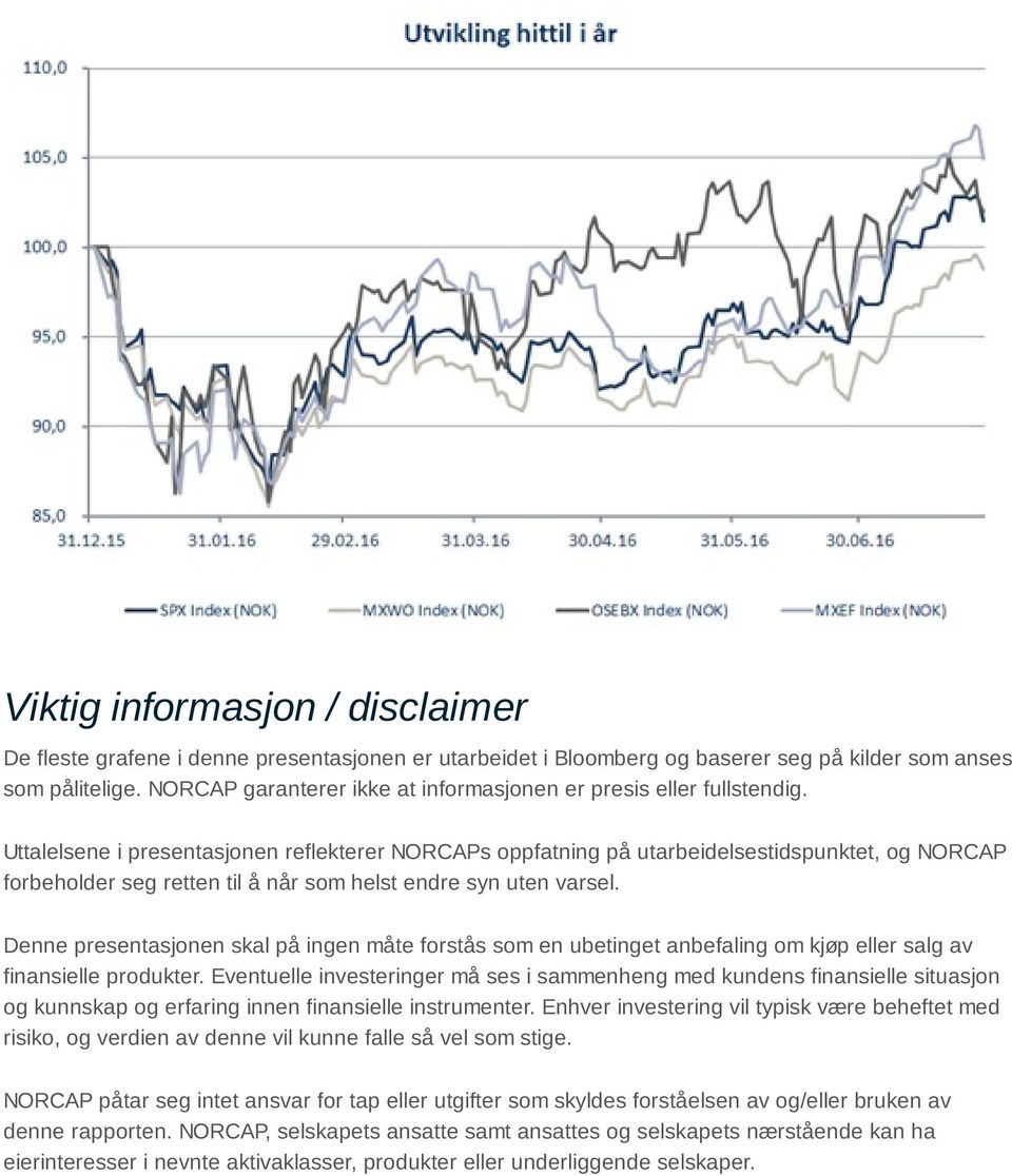 Uttalelsene i presentasjonen reflekterer NORCAPs oppfatning på utarbeidelsestidspunktet, og NORCAP forbeholder seg retten til å når som helst endre syn uten varsel.