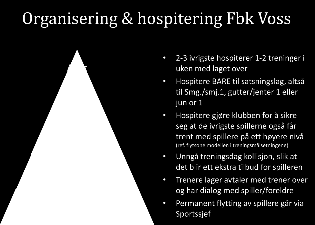 1.3 AUKA AKTIVITET FBK Voss si talentutvikling består også av frittståande tiltak som; - Prosjekt Voss eige prosjekt med eigen beskrivelse - Keepertrening - Basistrening - Interne cupar Alle desse