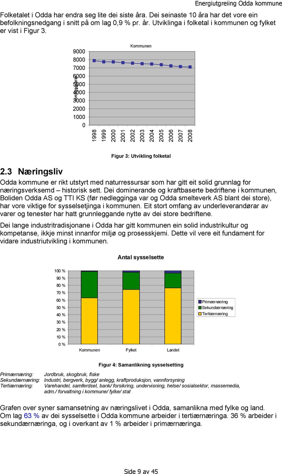 3 Næringsliv Odda kommune er rikt utstyrt med naturressursar som har gitt eit solid grunnlag for næringsverksemd historisk sett.