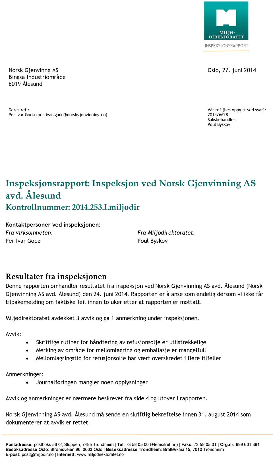 speksjonsrapport: In