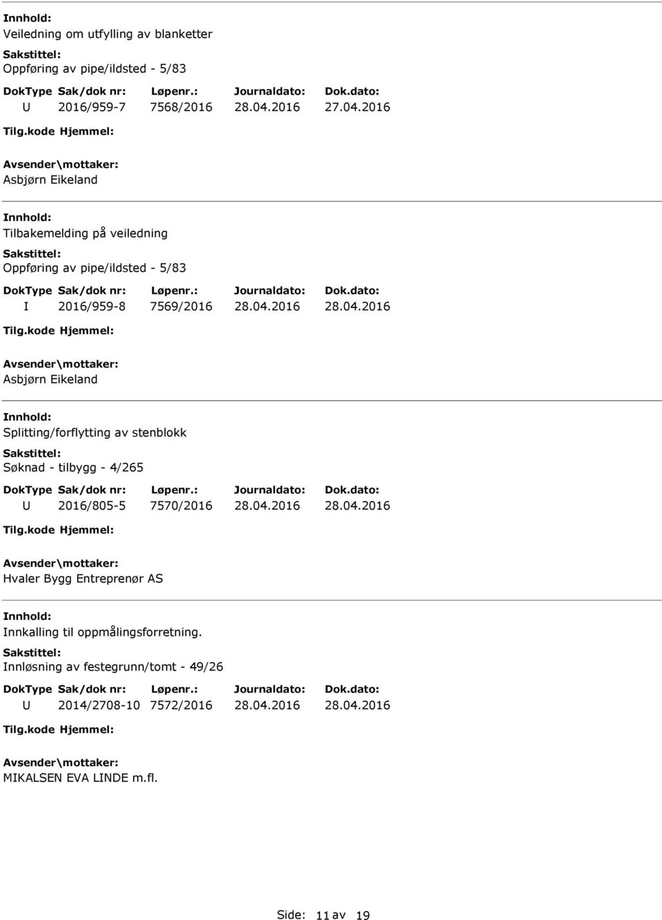 Splitting/forflytting av stenblokk Søknad - tilbygg - 4/265 2016/805-5 7570/2016 Hvaler Bygg Entreprenør AS