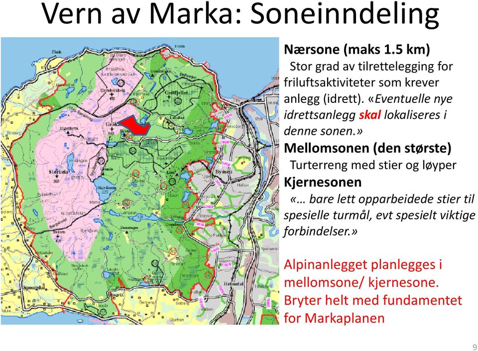 «Eventuelle nye idrettsanlegg skal lokaliseres i denne sonen.