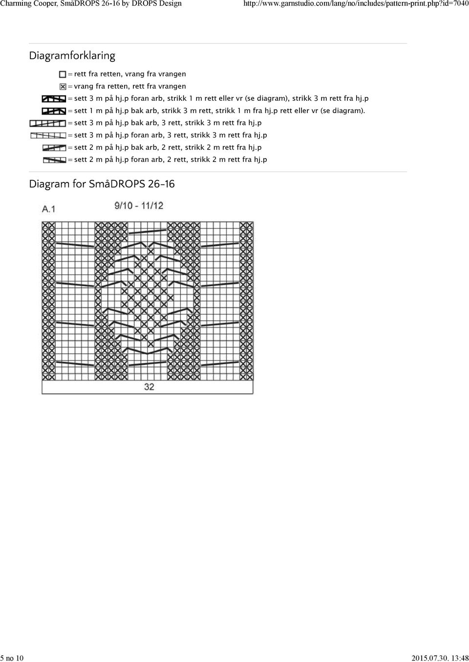 p bak arb, strikk 3 m rett, strikk 1 m fra hj.p rett eller vr (se diagram). = sett 3 m på hj.