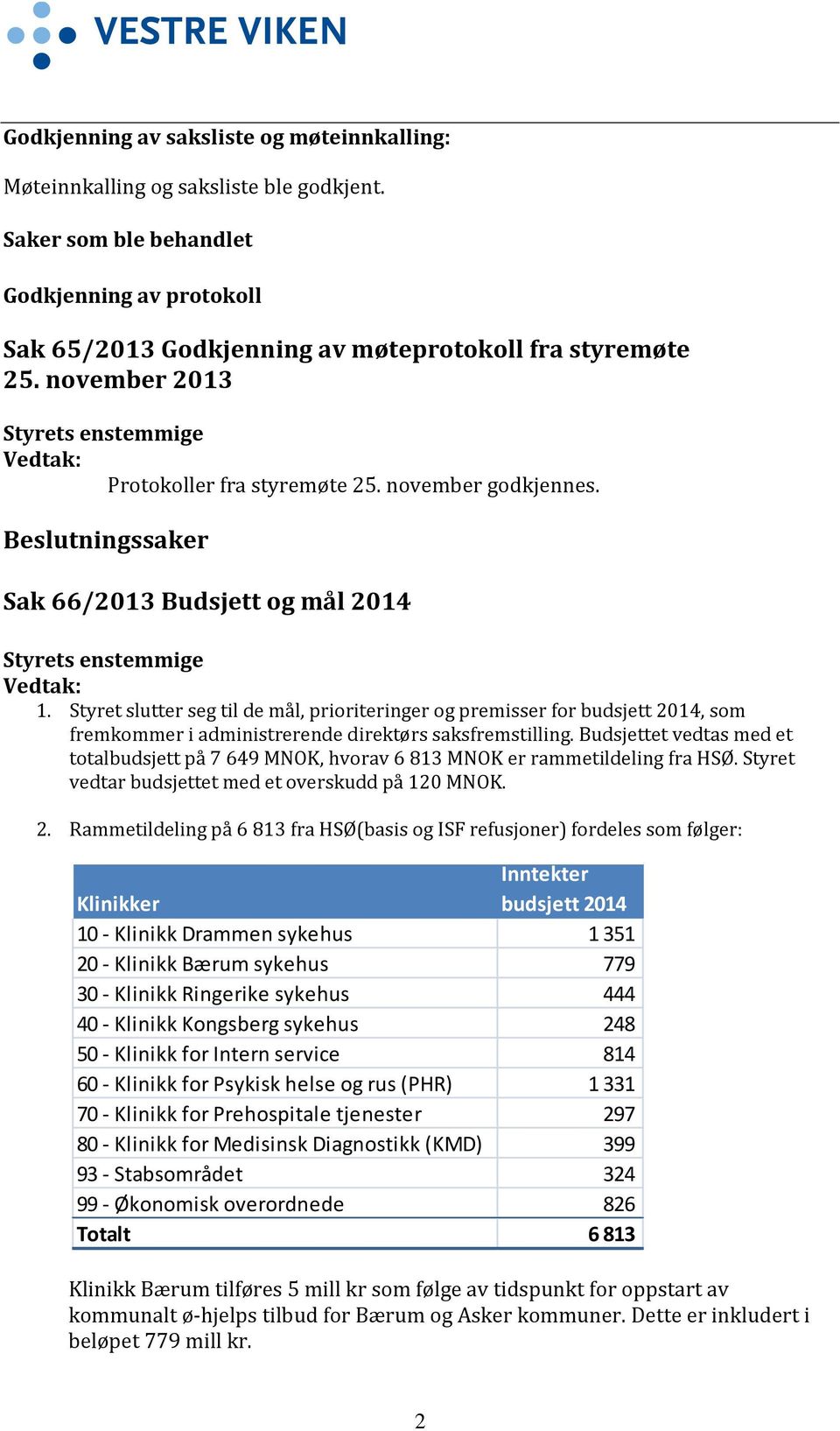 Styret slutter seg til de mål, prioriteringer og premisser for budsjett 2014, som fremkommer i administrerende direktørs saksfremstilling.