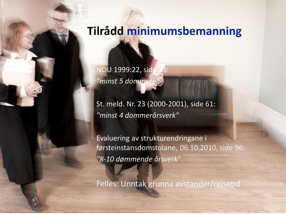 23 (2000-2001), side 61: "minst 4 dommerårsverk" Evaluering av