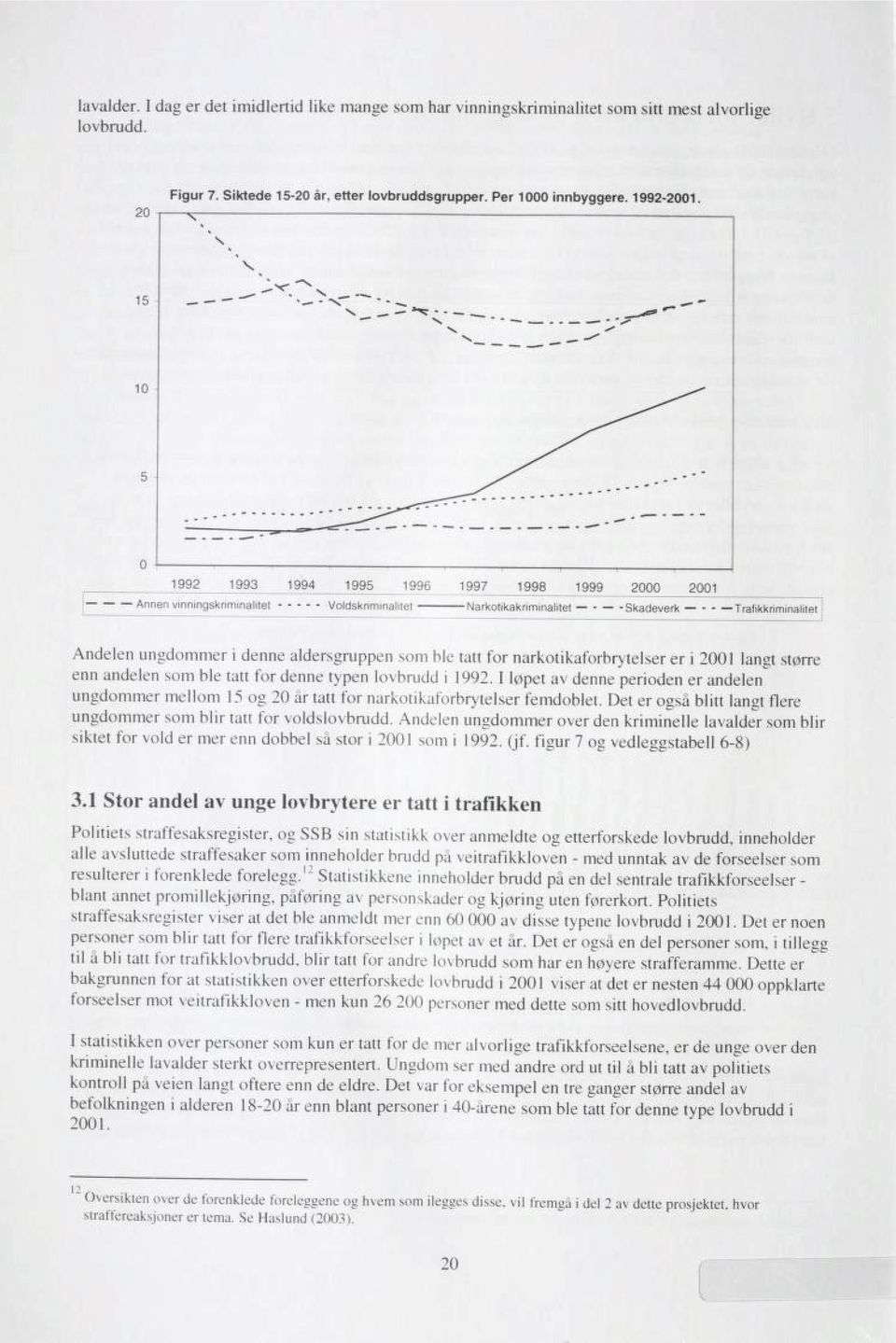 ble tatt for narkotikaforbrytelser er i 2001 langt større enn andelen som ble tatt for denne typen lovbrudd i 1992.