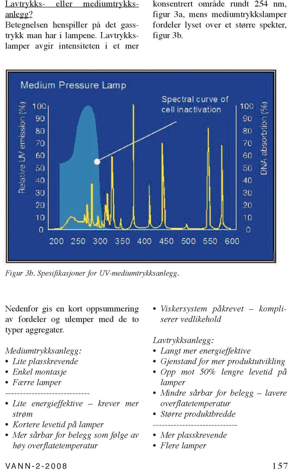 Spesifikasjoner for UV-mediumtrykksanlegg. Nedenfor gis en kort oppsummering av fordeler og ulemper med de to typer aggregater.