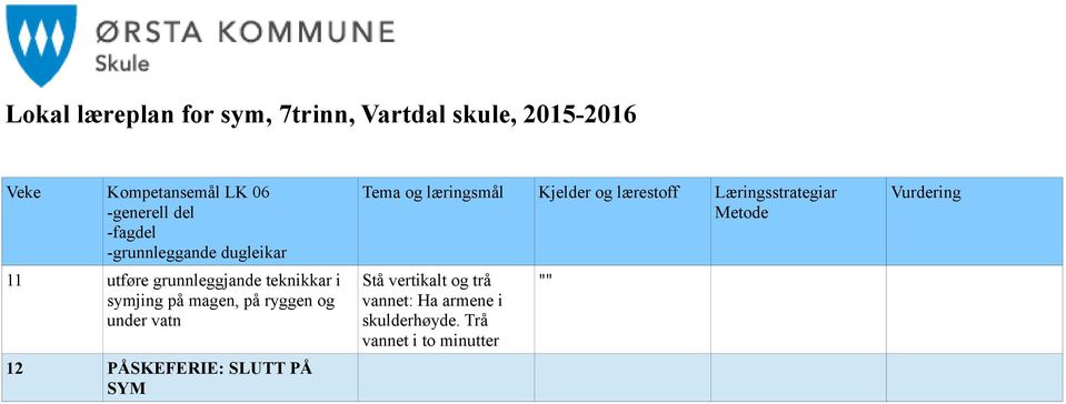 vertikalt og trå vannet: Ha armene