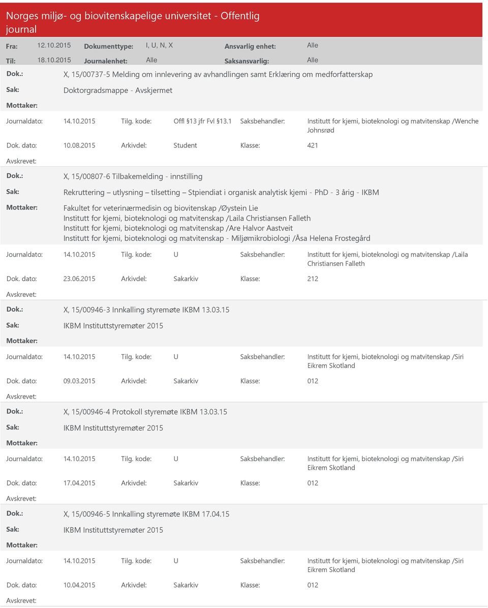 biovitenskap /Øystein Lie Institutt for kjemi, bioteknologi og matvitenskap /Laila Christiansen Falleth Institutt for kjemi, bioteknologi og matvitenskap /Are Halvor Aastveit Institutt for kjemi,