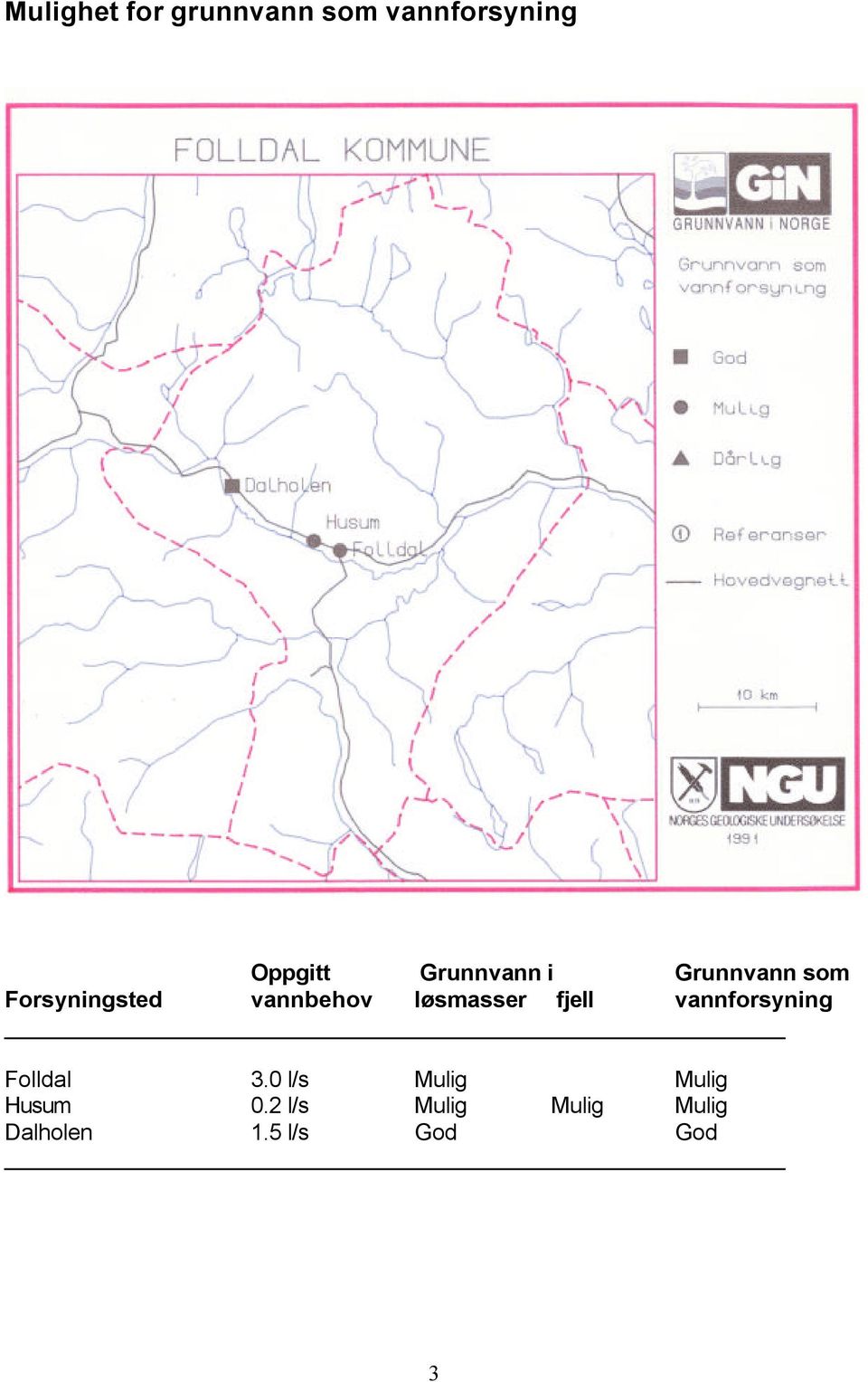 løsmasser fjell vannforsyning Folldal 3.