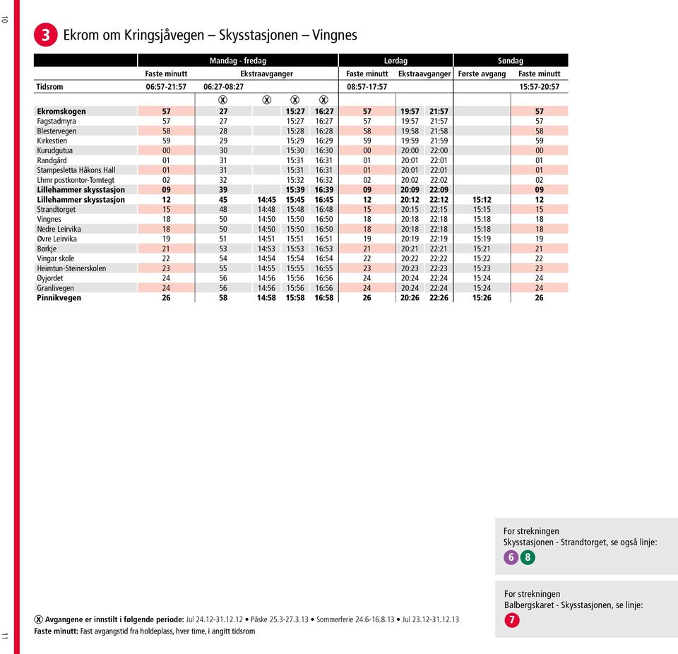 16:29 59 19:59 21:59 59 Kurudgutua 00 30 15:30 16:30 00 20:00 22:00 00 Randgård 01 31 15:31 16:31 01 20:01 22:01 01 Stampesletta Håkons Hall 01 31 15:31 16:31 01 20:01 22:01 01 Lhmr