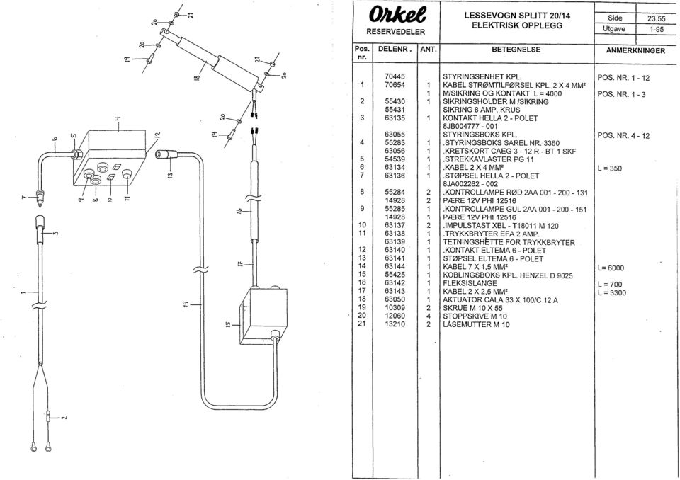 1 13 63141 1 14 63144 1 15 55425 1 16 63142 1 17 63143 1 18 63050 1 19 10309 2 20 12060 4 21 13210 2 STYRINGSENHET KPL. POS. NR. 1-12 KABEL STRØMTILFØRSEL KPL.