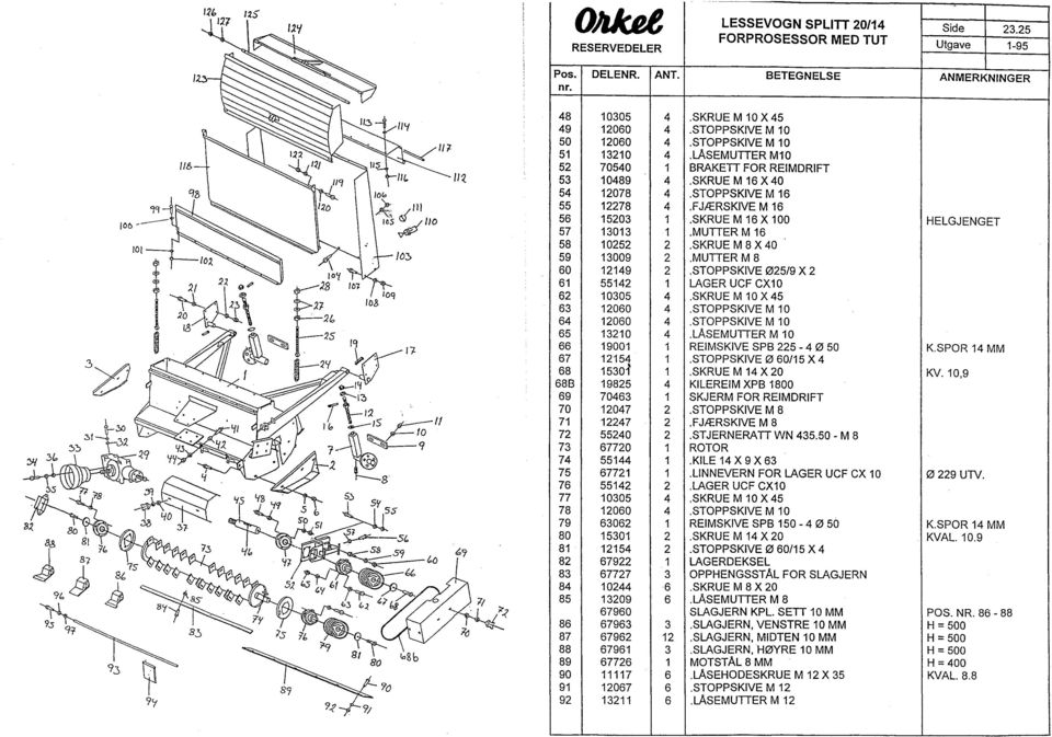 FJÆRSKIVE M 16 56 15203 1.SKRUEM 16 X 100 57 13013 1.MUTTER M 16 HELGJENGET 58 10252 2.SKRUE M 8 X 40 59 13009 2.MUTTER M 8 60 12149 2.STOPPSKIVE Ø25/9 X 2 61 55142 1 LAGER UCF CX10 62 10305 4.