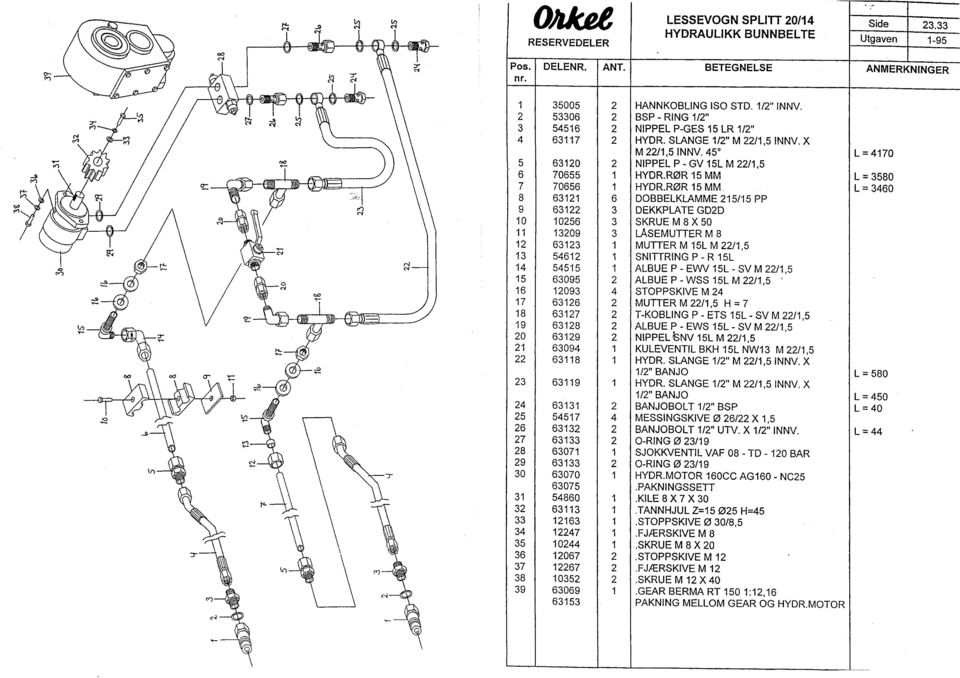 45 L = 4170 5 63120 2 NIPPEL P - GV 15L M 22/1,5 6 70655 1 HYORRØR 15 MM L = 3580 7 70656 1 HYOR-HØR 15 MM L = 3460 8 63121 6 DOBBELKLAMME 215/15 PP 9 63122 3 DEKKPLATE G020 10 10256 3 SKRUE M 8 X 50
