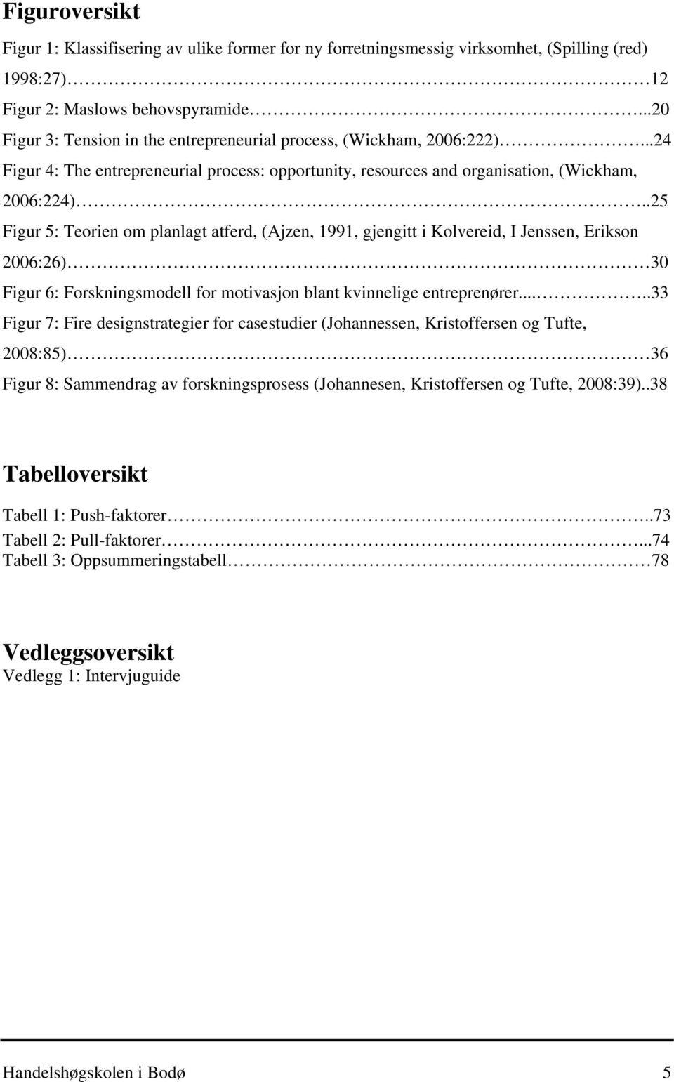 .25 Figur 5: Teorien om planlagt atferd, (Ajzen, 1991, gjengitt i Kolvereid, I Jenssen, Erikson 2006:26) 30 Figur 6: Forskningsmodell for motivasjon blant kvinnelige entreprenører.