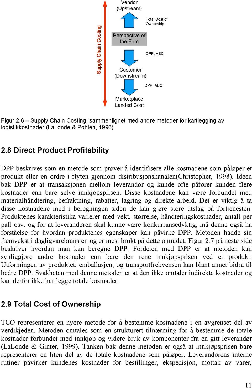8 Direct Product Profitability DPP beskrives som en metode som prøver å identifisere alle kostnadene som påløper et produkt eller en ordre i flyten gjennom distribusjonskanalen(christopher, 1998).