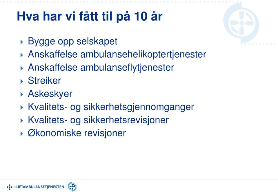 ambulanseflytjenester Streiker Askeskyer Kvalitets- og