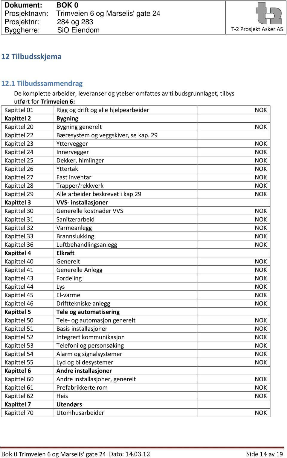 Kapittel 20 Bygning generelt Kapittel 22 Bæresystem og veggskiver, se kap.