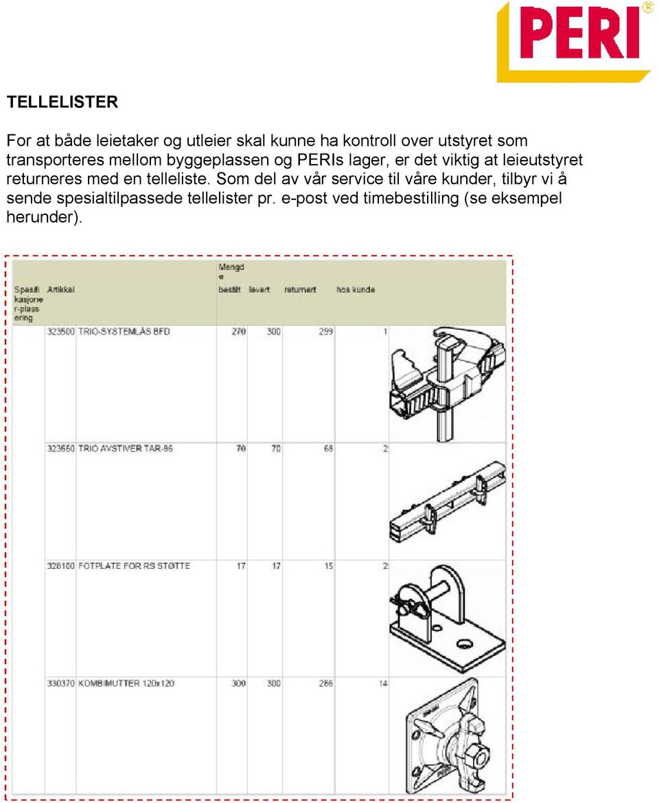 returneres med en telleliste.