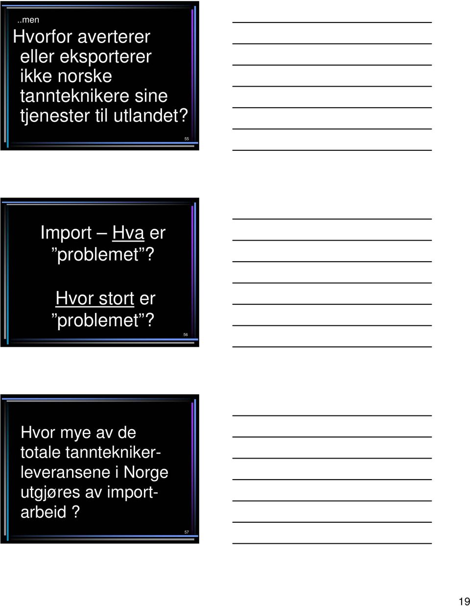 55 Import Hva er problemet? Hvor stort er problemet?