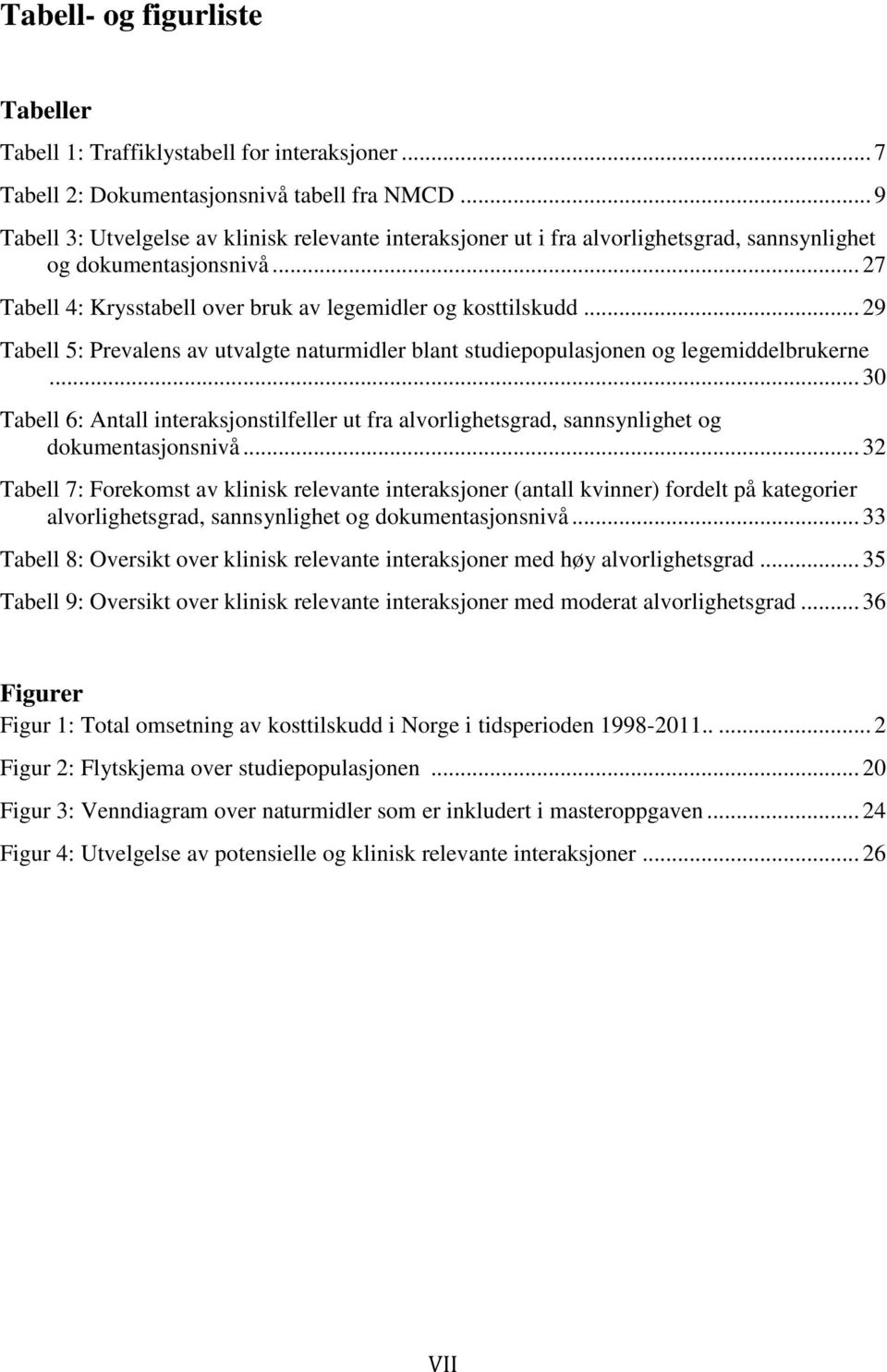 .. 29 Tabell 5: Prevalens av utvalgte naturmidler blant studiepopulasjonen og legemiddelbrukerne.