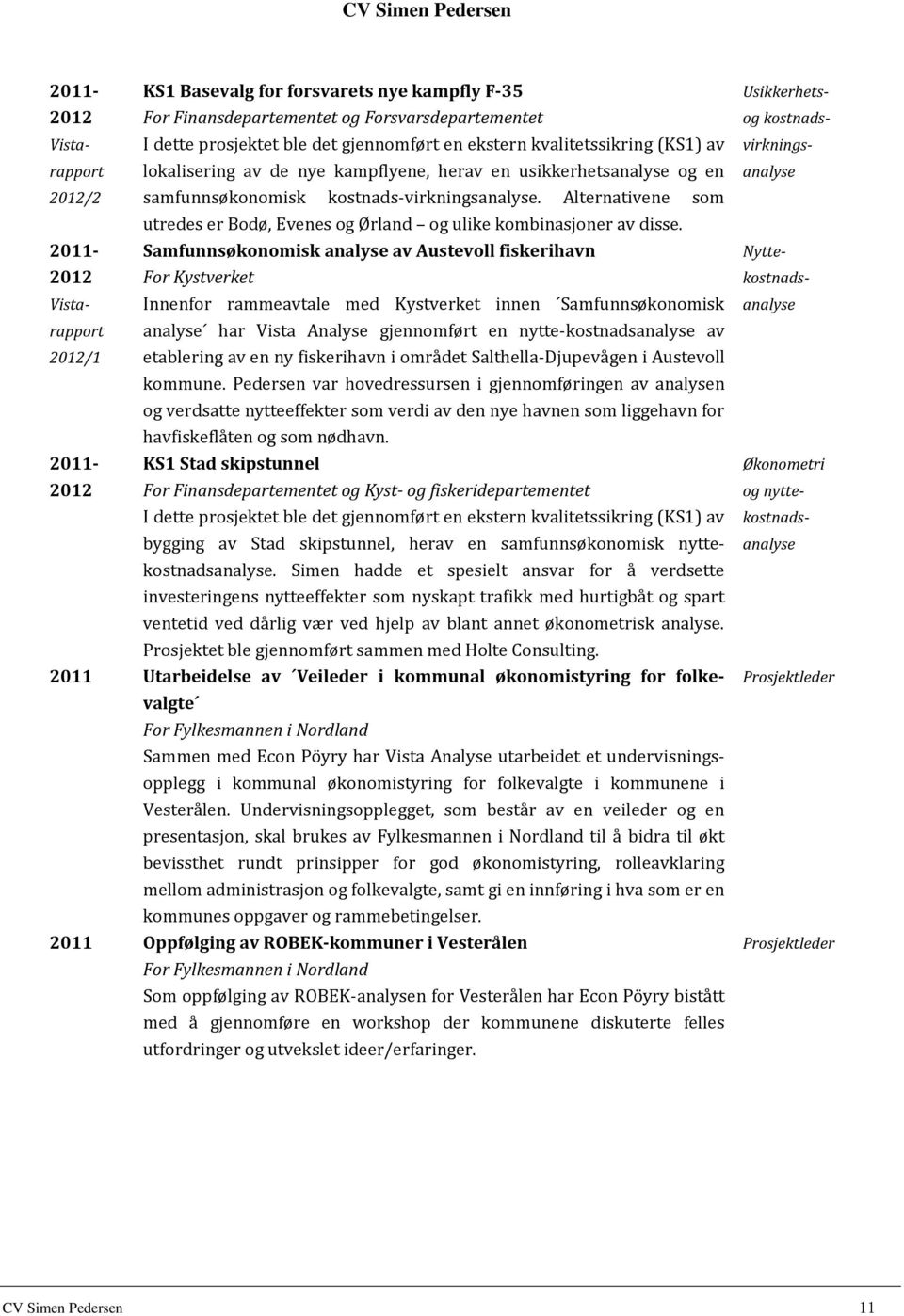 2011- Samfunnsøkonomisk analyse av Austevoll fiskerihavn 2012 For Kystverket Innenfor rammeavtale med Kystverket innen Samfunnsøkonomisk analyse har Vista Analyse gjennomført en nytte-kostnadsanalyse