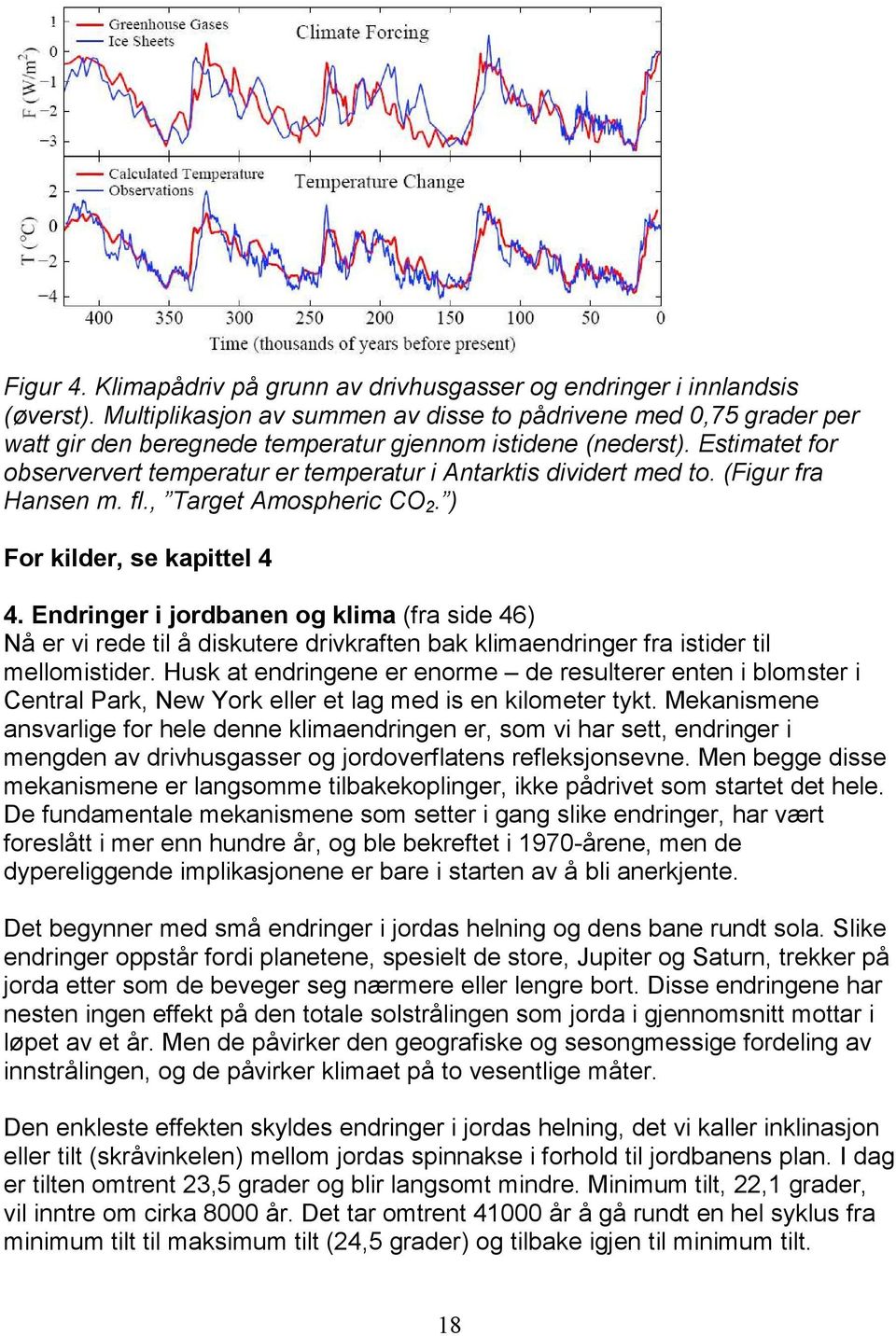 Estimatet for observervert temperatur er temperatur i Antarktis dividert med to. (Figur fra Hansen m. fl., Target Amospheric CO 2. ) For kilder, se kapittel 4 4.