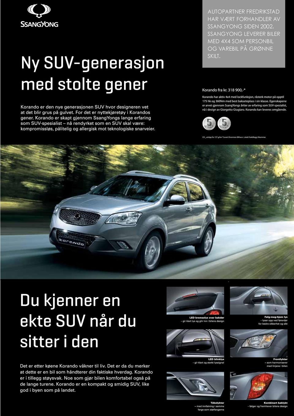 SSANGYONG LEVERER BILER MED 4X4 SOM