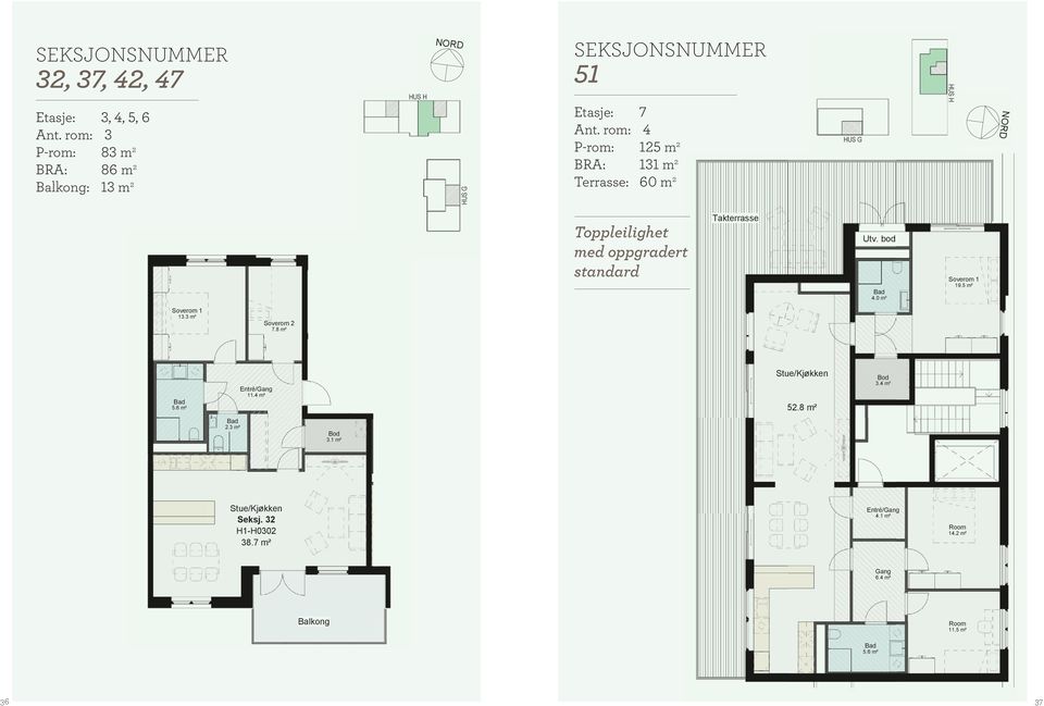 rom: 4 P-rom: 15 m 131 m Terrasse: 60 m Toppleilighet med oppgradert standard Gang 6.4 m² Takterrasse Room 14. m² Room 11.5 m² Utv. bod, 19.5 m² 5.6 m² 13.3 m² 11.4 m² Soverom 7.8 m² 5.6 m².3 m² 11.4 m² 3.