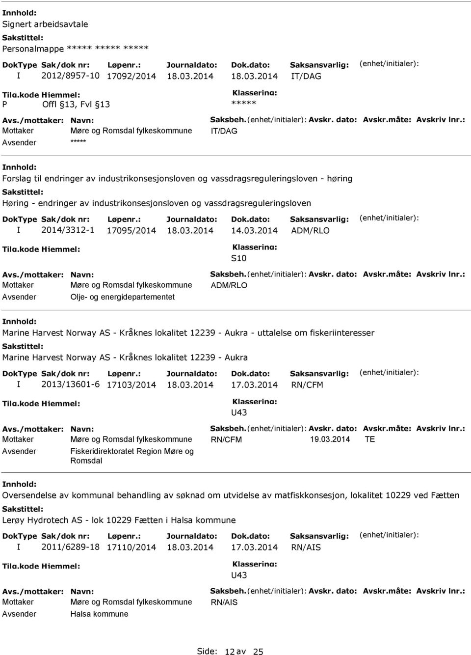 vassdragsreguleringsloven 2014/3312-1 17095/2014 ADM/RLO S10 Avs./mottaker: Navn: Saksbeh. Avskr. dato: Avskr.måte: Avskriv lnr.