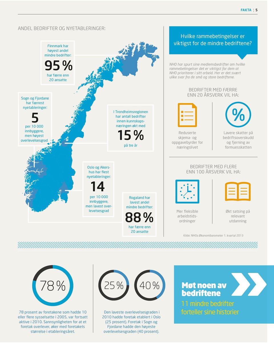 NHO har spurt sine medlemsbedrifter om hvilke rammebetingelser det er viktigst for dem at NHO prioriterer i sitt arbeid. Her er det svært ulike svar fra de små og store bedriftene.